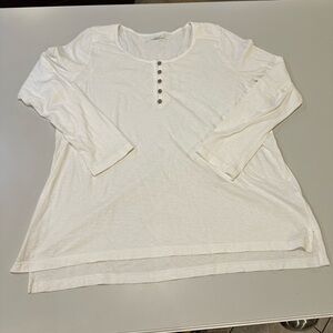 J. Jill Long Sleeve White Embroidered With Buttons Knit Shirt Size XL